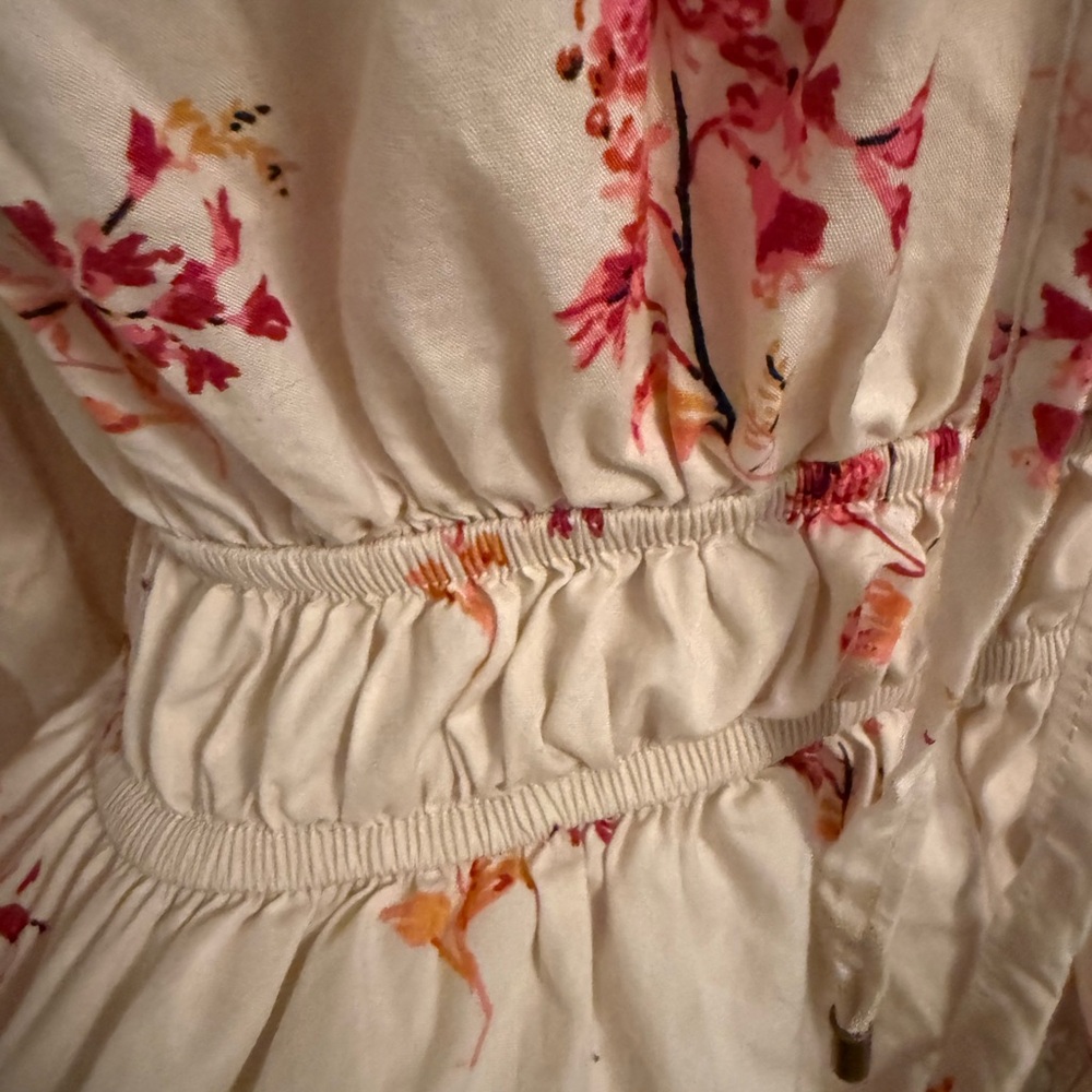 Free People Cream and Pink Floral Blouse - Picture 2 of 8